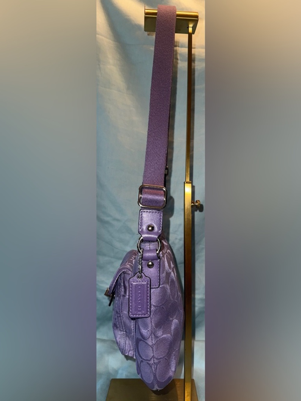 Coach Purple Signature Crossbody Zip Top Closure with Turnlock Pocket - Picture 3 of 9